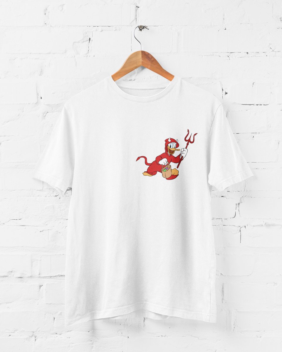 Halloween T-Shirt | Donald Duck | Cartoon | Walt Disney | 100% Organisch Katoen | Wit | Maat M